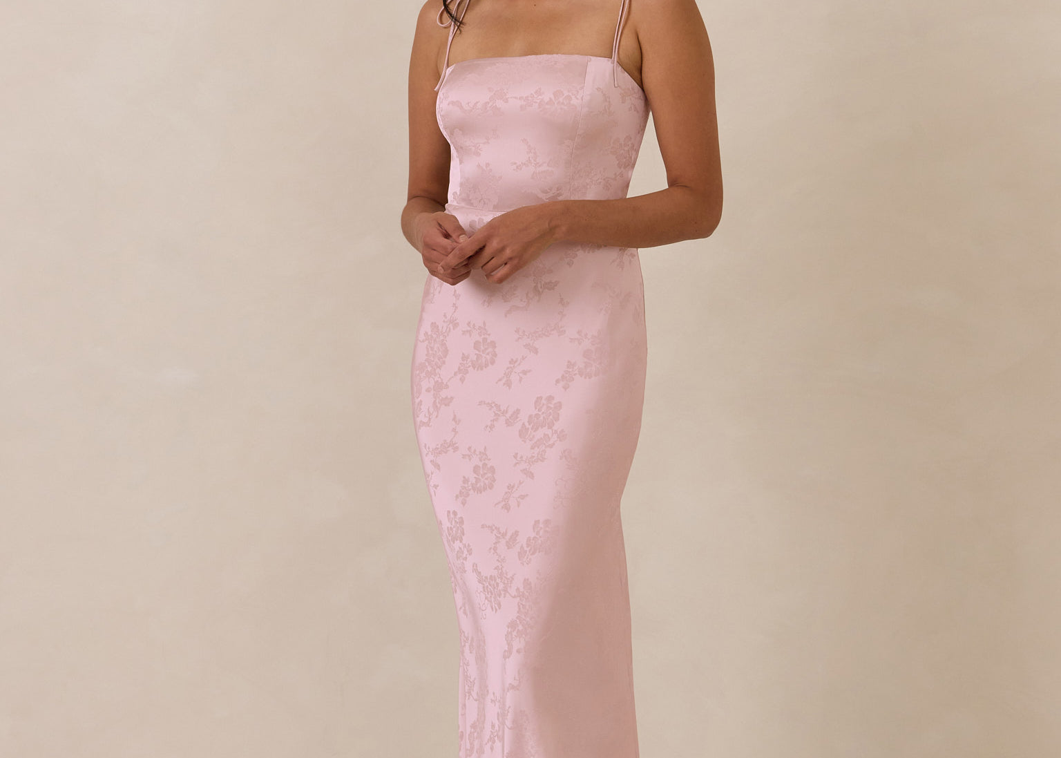 park and fifth pink dress Claremont Dress | Powder Pink Chiffon Chiffon Full Length Bridesmaid Dress (Size L) | Bra-Friendly Dress