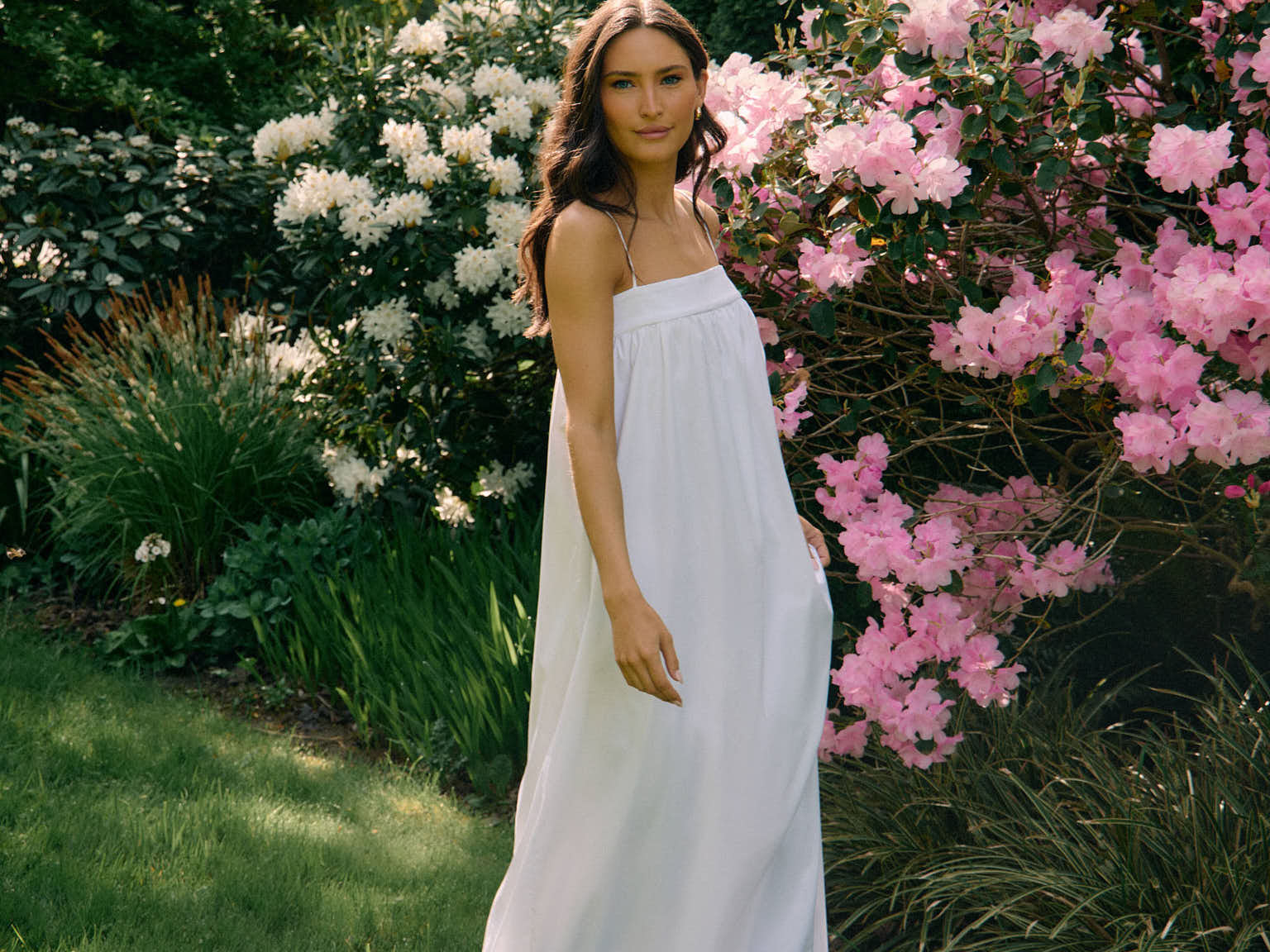 white flowy cotton dress Organic Cotton Gauze Pocket Dress